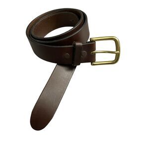 Sid Mashburn Belt 34 Chocolate Oil Pull Up Leather Brown Brass Buckle USA Made